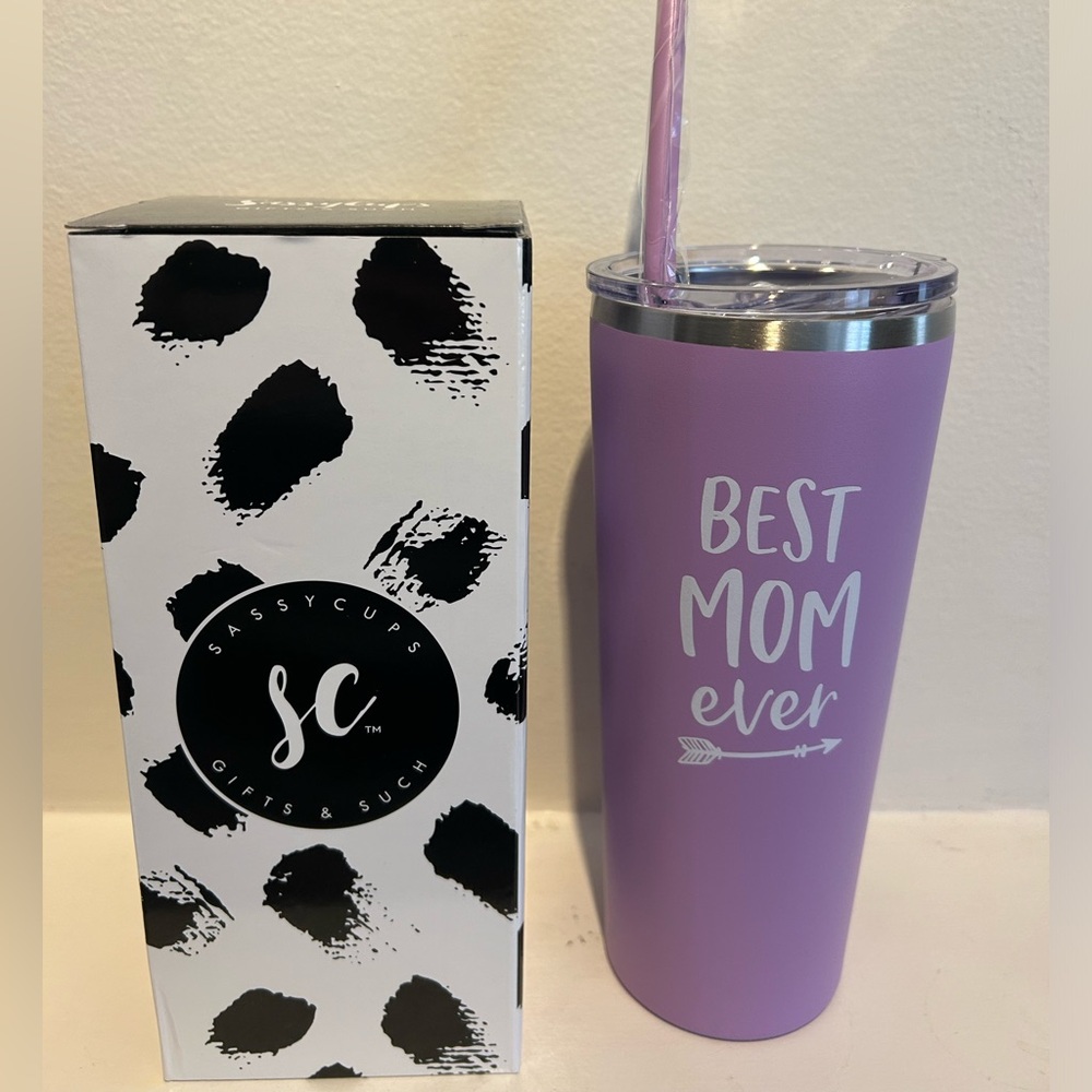 Best Mom Ever Gift - Stainless Steel Insulated Tumbler with Straw Brand New 22oz
